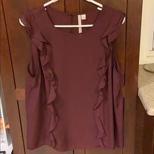 Burgundy Lauren Conrad Ruffle Tank Blouse L